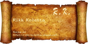 Rikk Koletta névjegykártya